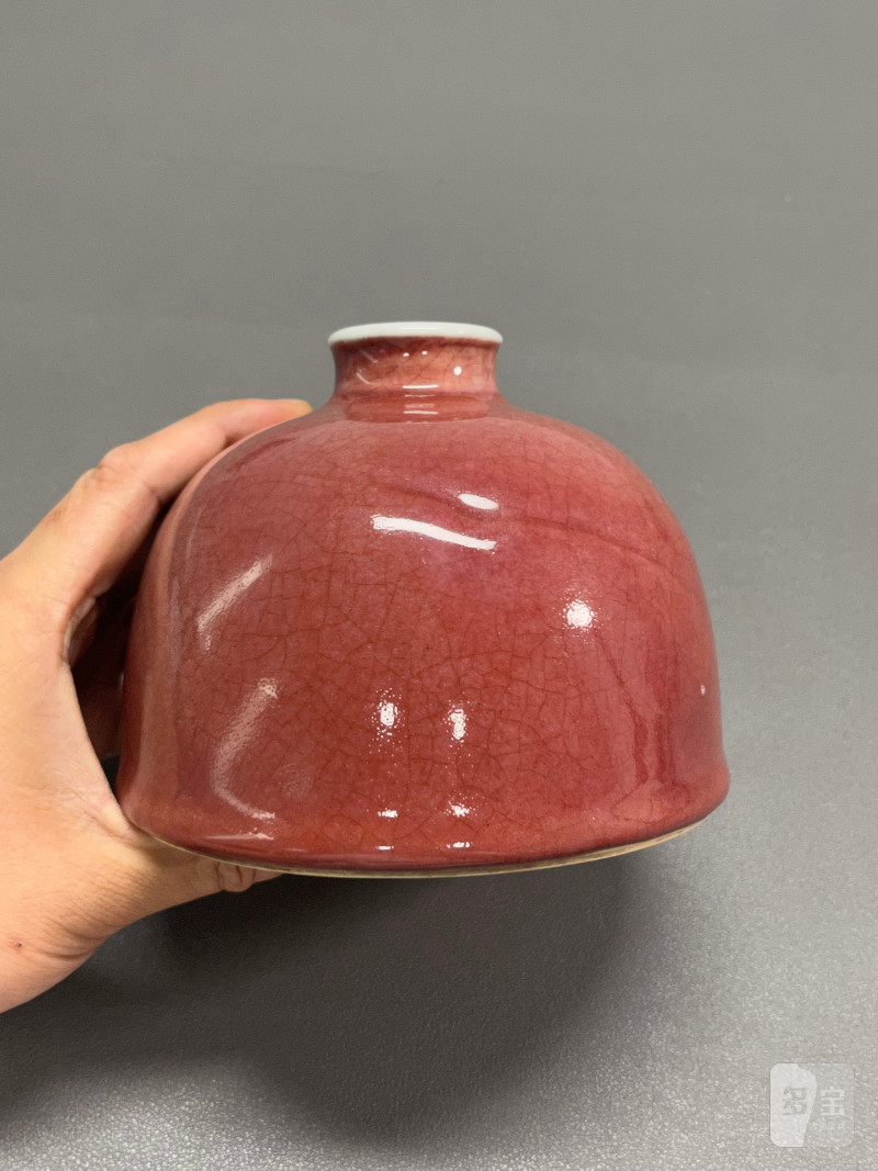 清早期  郎窑红釉太白尊（带木座） - 图5